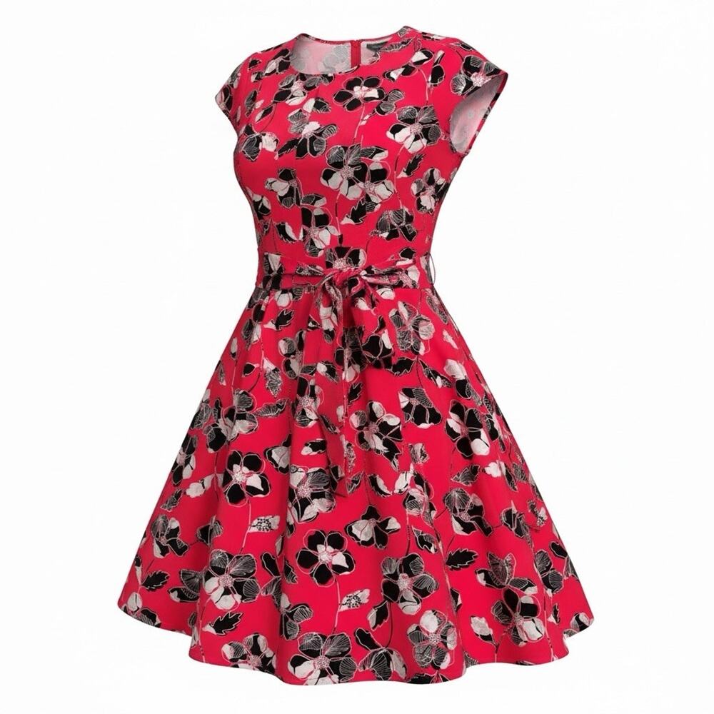Lane Bryant Women's Bright Pink & Black Floral High Low Dress Plus Size 28